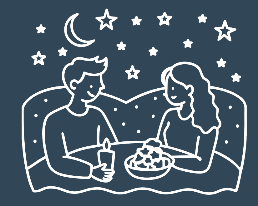 Date under the stars illustration